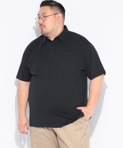 B&T CLUB（ビーティークラブ）の「色褪せない ポロシャツ 半袖 メンズ 大きいサイズ KURO NO MAMA 天竺 無地 シャツ B＆T CLUB (ビーアンドティークラブ)（ポロシャツ・メンズ・ブラック・X4(8L～9L)/X3(6L～7L)/X2(4L～5L)/X1(3L～4L)）」の3枚目の写真