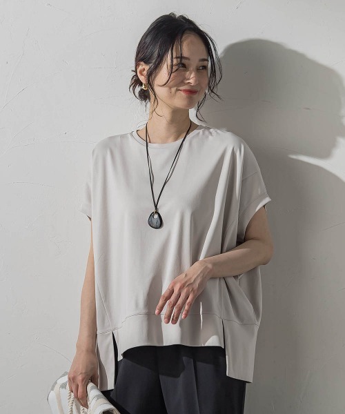 LAUTREAMONT（ロートレアモン）の「汗染み軽減ボックスシルエットカットソー（Tシャツ/カットソー・レディース・ピンク/チャコールグレー/ホワイト/ベージュ/ブルー/ブラック・9号）」の4枚目の写真