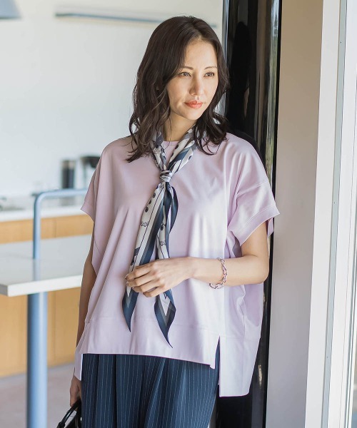 LAUTREAMONT（ロートレアモン）の「汗染み軽減ボックスシルエットカットソー（Tシャツ/カットソー・レディース・ピンク/チャコールグレー/ホワイト/ベージュ/ブルー/ブラック・9号）」の6枚目の写真