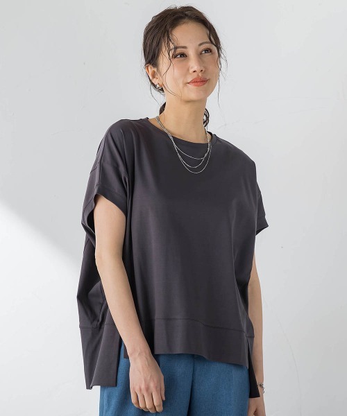 LAUTREAMONT（ロートレアモン）の「汗染み軽減ボックスシルエットカットソー（Tシャツ/カットソー・レディース・ピンク/チャコールグレー/ホワイト/ベージュ/ブルー/ブラック・9号）」の3枚目の写真