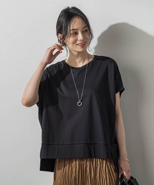 LAUTREAMONT（ロートレアモン）の「汗染み軽減ボックスシルエットカットソー（Tシャツ/カットソー・レディース・ピンク/チャコールグレー/ホワイト/ベージュ/ブルー/ブラック・9号）」の2枚目の写真