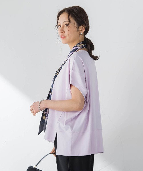 LAUTREAMONT（ロートレアモン）の「汗染み軽減ボックスシルエットカットソー（Tシャツ/カットソー・レディース・ピンク/チャコールグレー/ホワイト/ベージュ/ブルー/ブラック・9号）」の13枚目の写真