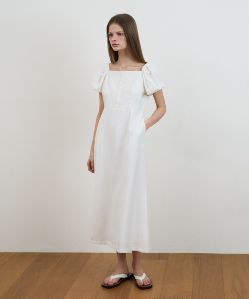 DEHEVE（デヘヴェ）の「Square Neck Puff Dress [Ivory]（ワンピース・レディース・アイボリー・OS）」の6枚目の写真