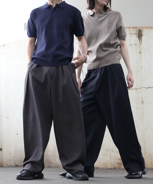 Art re A select(アトリエセレクト)の「【MADE IN KOREA】メタルウエストパーツ リバース2タック ワイドストライプスラックス(スラックス・メンズ・チャコールグレー/ネイビー/ブラック・L/M)」の10枚目の写真