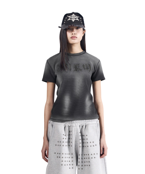 AAKAM(アーカム)の「Reverse Patch Waffle Half Top (Dark Gray)(Tシャツ/カットソー・レディース・その他・3/2/1)」の5枚目の写真