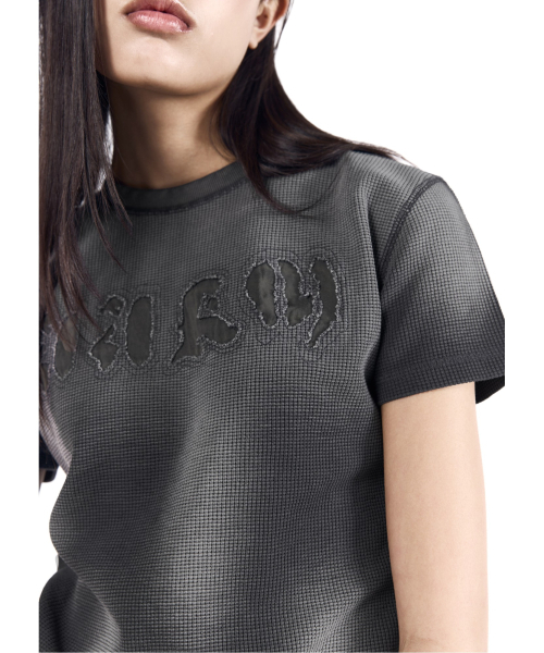 AAKAM(アーカム)の「Reverse Patch Waffle Half Top (Dark Gray)(Tシャツ/カットソー・レディース・その他・3/2/1)」の7枚目の写真