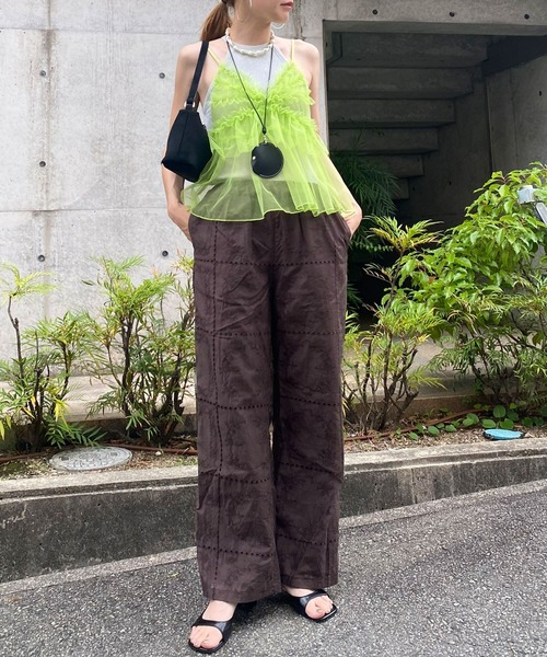 bohmal(ボマール)の「パッチワーク風総刺繍シアーパンツ(その他パンツ・レディース・ブラック/チョコ・FREE)」の9枚目の写真