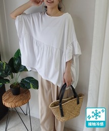 ワイドフリルペプラムTシャツ【接触冷感】