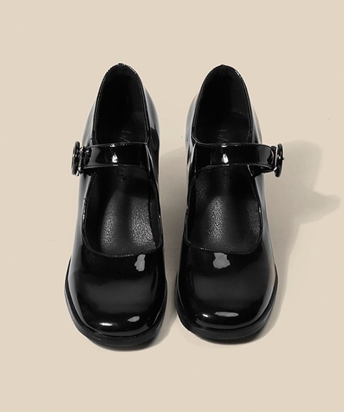 shoes365(シューズスリーシックスファイヴ)の「SHOES 365エナメル メリージェーン 太ヒール パンプス(パンプス・レディース・チョコ/ブラック・24.0cm/23.5cm/24.5cm/23.0cm)」の6枚目の写真