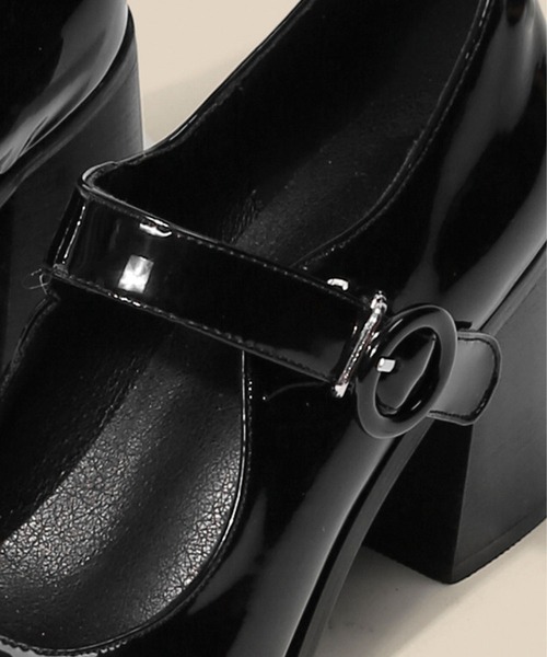 shoes365(シューズスリーシックスファイヴ)の「SHOES 365エナメル メリージェーン 太ヒール パンプス(パンプス・レディース・チョコ/ブラック・24.0cm/23.5cm/24.5cm/23.0cm)」の9枚目の写真