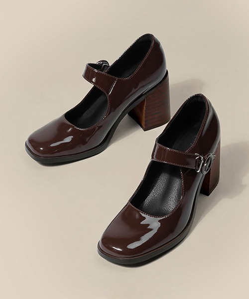 shoes365(シューズスリーシックスファイヴ)の「SHOES 365エナメル メリージェーン 太ヒール パンプス(パンプス・レディース・チョコ/ブラック・24.0cm/23.5cm/24.5cm/23.0cm)」の10枚目の写真