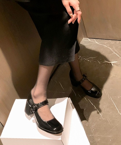 shoes365(シューズスリーシックスファイヴ)の「SHOES 365エナメル メリージェーン 太ヒール パンプス(パンプス・レディース・チョコ/ブラック・24.0cm/23.5cm/24.5cm/23.0cm)」の18枚目の写真
