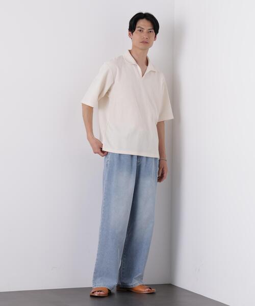 NANO universe(ナノユニバース)の「COOLLY DENIM ワイドイージーパンツ(接触冷感)(デニムパンツ・メンズ・ネイビー/ブラック/ライトブルー・M/L)」の16枚目の写真
