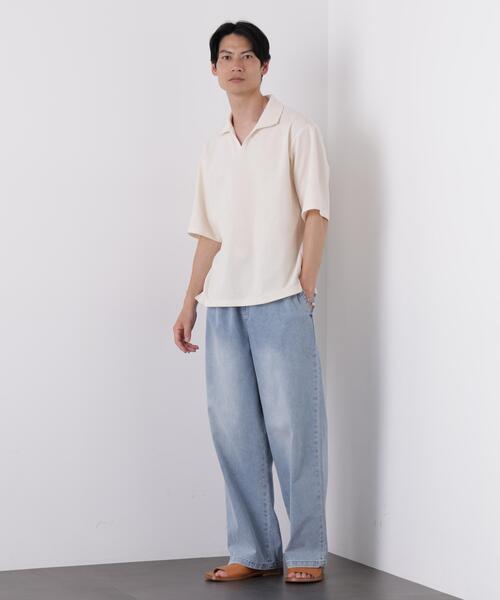 NANO universe(ナノユニバース)の「COOLLY DENIM ワイドイージーパンツ(接触冷感)(デニムパンツ・メンズ・ネイビー/ブラック/ライトブルー・M/L)」の15枚目の写真
