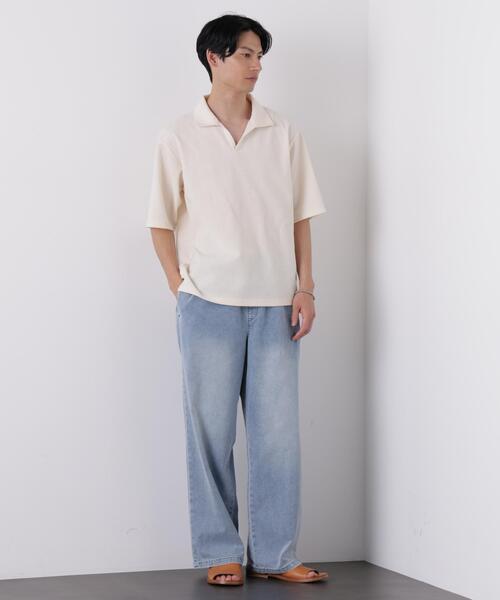 NANO universe(ナノユニバース)の「COOLLY DENIM ワイドイージーパンツ(接触冷感)(デニムパンツ・メンズ・ネイビー/ブラック/ライトブルー・M/L)」の14枚目の写真