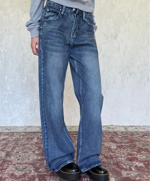 Lis ardent（リスアルダン）の「バックスター刺繍デザインワイドデニムパンツ バギージーンズ（デニムパンツ・レディース・ブルー・S/M/L）」の7枚目の写真