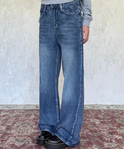 Lis ardent（リスアルダン）の「バックスター刺繍デザインワイドデニムパンツ バギージーンズ（デニムパンツ・レディース・ブルー・S/M/L）」の8枚目の写真