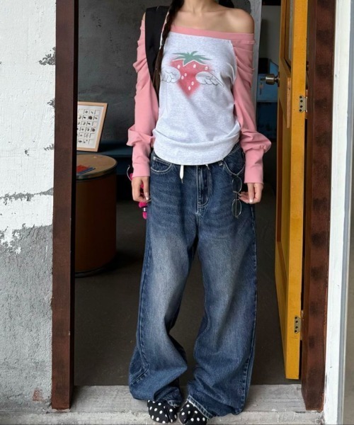 Lis ardent（リスアルダン）の「バックスター刺繍デザインワイドデニムパンツ バギージーンズ（デニムパンツ・レディース・ブルー・S/M/L）」の15枚目の写真