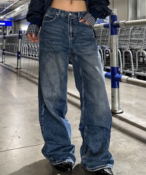Lis ardent（リスアルダン）の「バックスター刺繍デザインワイドデニムパンツ バギージーンズ（デニムパンツ・レディース・ブルー・S/M/L）」の18枚目の写真