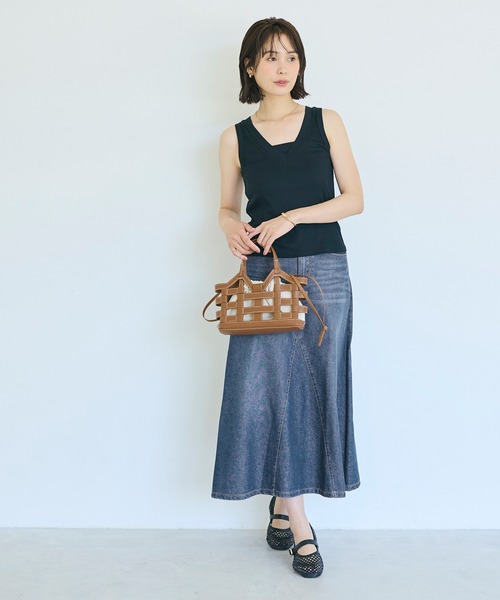 coca(coca)(コカ)の「【伊藤千晃様着用】\接触冷感/通気性/ サマーデニムフレアスカート(スカート・レディース・ブルー/ブラック・S/M/L)」の14枚目の写真