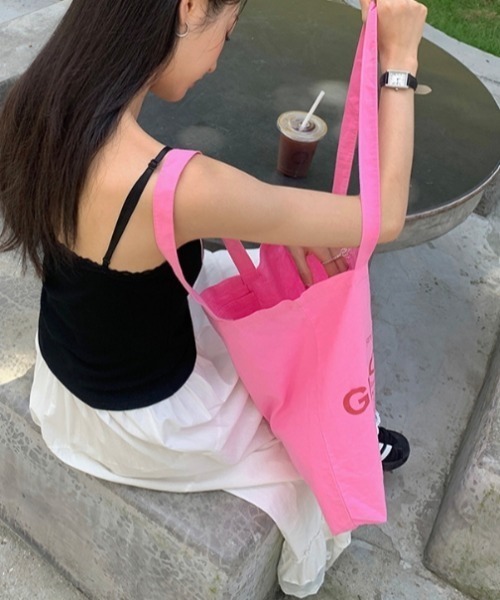 Vipoa(ヴィポア)の「letter print tote bag(トートバッグ・レディース・ネイビー/ブラック/グリーン/イエロー/ピンク・FREE)」の7枚目の写真
