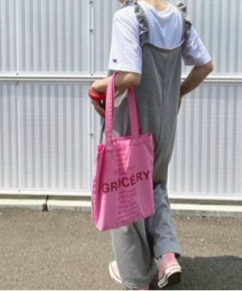 Vipoa(ヴィポア)の「letter print tote bag(トートバッグ・レディース・ネイビー/ブラック/グリーン/イエロー/ピンク・FREE)」の12枚目の写真