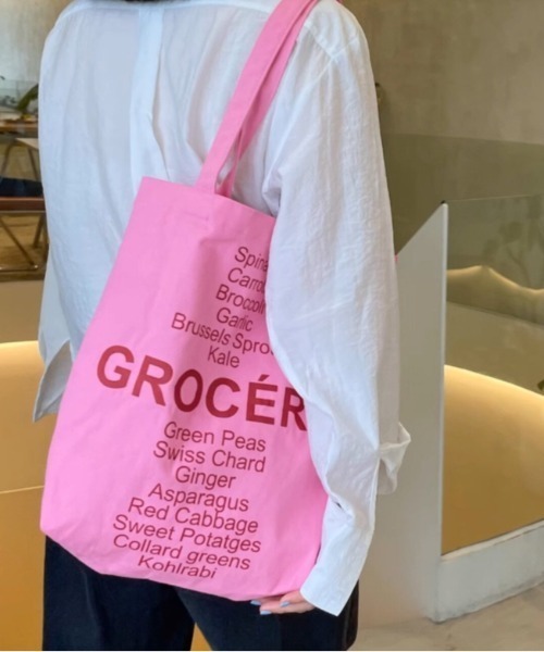 Vipoa(ヴィポア)の「letter print tote bag(トートバッグ・レディース・ネイビー/ブラック/グリーン/イエロー/ピンク・FREE)」の15枚目の写真