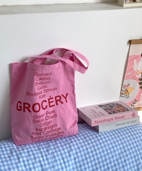 Vipoa(ヴィポア)の「letter print tote bag(トートバッグ・レディース・ネイビー/ブラック/グリーン/イエロー/ピンク・FREE)」の17枚目の写真