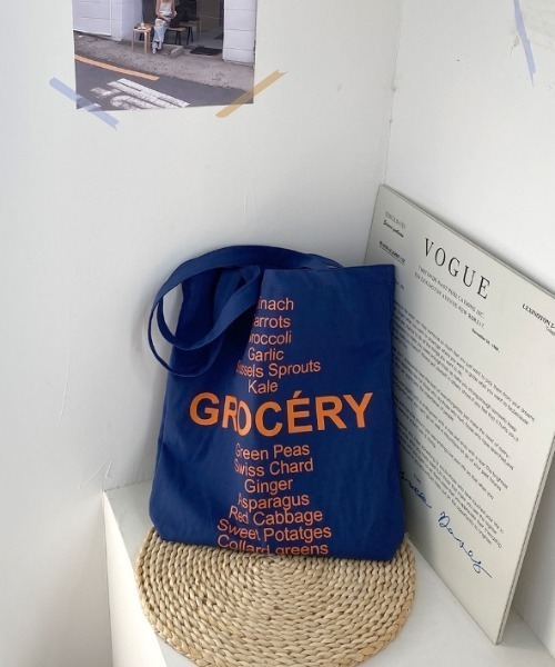 Vipoa(ヴィポア)の「letter print tote bag(トートバッグ・レディース・ネイビー/ブラック/グリーン/イエロー/ピンク・FREE)」の22枚目の写真