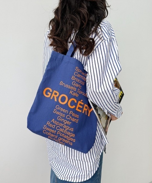 Vipoa(ヴィポア)の「letter print tote bag(トートバッグ・レディース・ネイビー/ブラック/グリーン/イエロー/ピンク・FREE)」の21枚目の写真