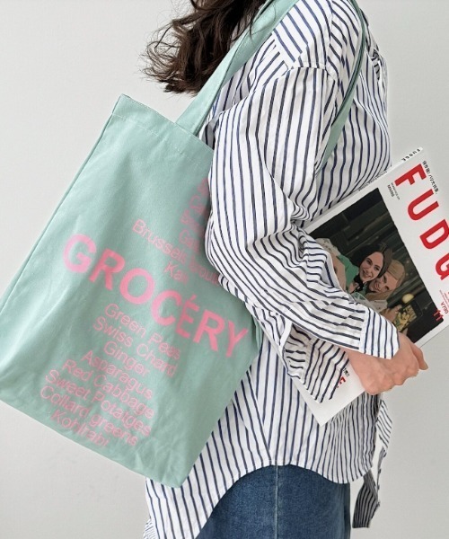 Vipoa(ヴィポア)の「letter print tote bag(トートバッグ・レディース・ネイビー/ブラック/グリーン/イエロー/ピンク・FREE)」の18枚目の写真