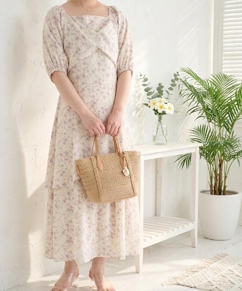 p courge(ピークルジュ)の「カシュクールデザイン バックシャーリング ロングワンピース(ワンピース・レディース・ブラック/アイボリー・LL/4L/3L)」の3枚目の写真