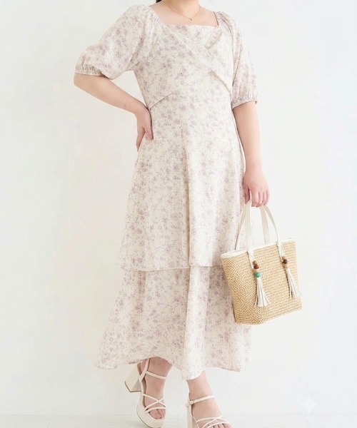 p courge(ピークルジュ)の「カシュクールデザイン バックシャーリング ロングワンピース(ワンピース・レディース・ブラック/アイボリー・LL/4L/3L)」の5枚目の写真