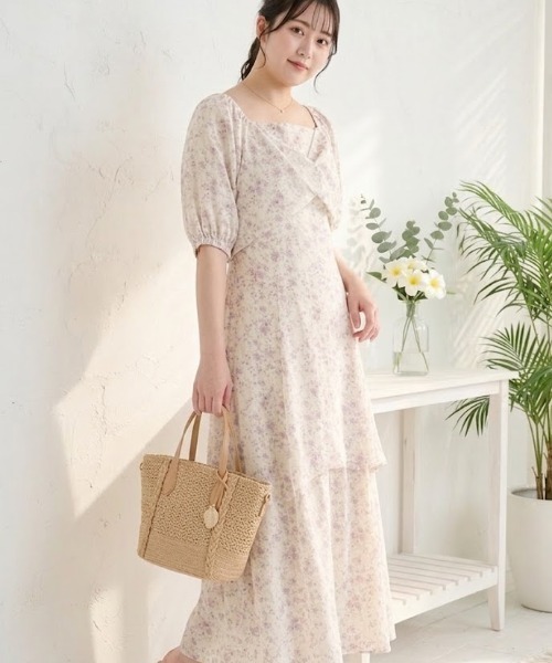 p courge(ピークルジュ)の「カシュクールデザイン バックシャーリング ロングワンピース(ワンピース・レディース・ブラック/アイボリー・LL/4L/3L)」の7枚目の写真