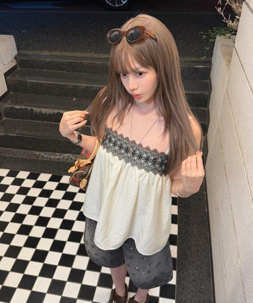 FAVORITO（ファヴォリート）の「レースキャミソール（キャミソール・レディース・ホワイト/イエロー・F）」の4枚目の写真