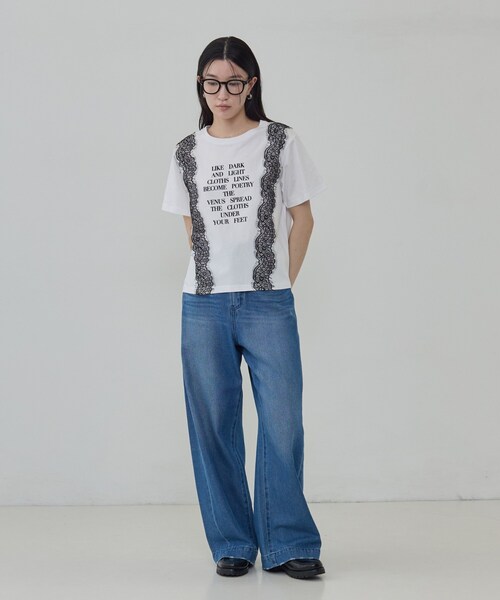 GALLEST(ギャレスト)の「レースステッチドTシャツ(Tシャツ/カットソー・レディース・ブラック/ベージュ/ホワイト・38)」の18枚目の写真