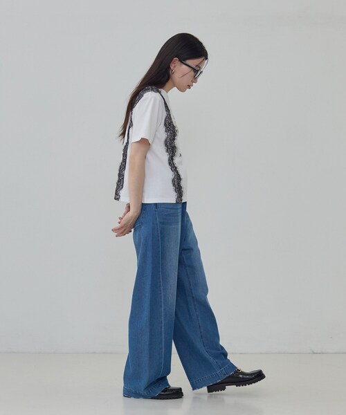 GALLEST(ギャレスト)の「レースステッチドTシャツ(Tシャツ/カットソー・レディース・ブラック/ベージュ/ホワイト・38)」の19枚目の写真