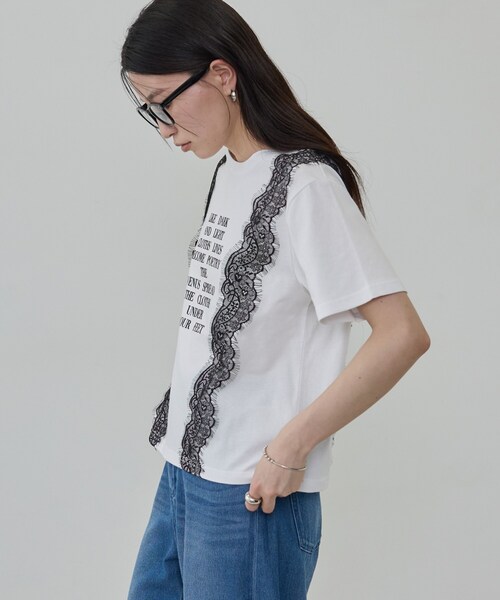 GALLEST(ギャレスト)の「レースステッチドTシャツ(Tシャツ/カットソー・レディース・ブラック/ベージュ/ホワイト・38)」の21枚目の写真