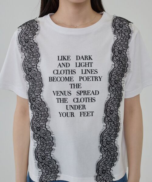 GALLEST(ギャレスト)の「レースステッチドTシャツ(Tシャツ/カットソー・レディース・ブラック/ベージュ/ホワイト・38)」の13枚目の写真