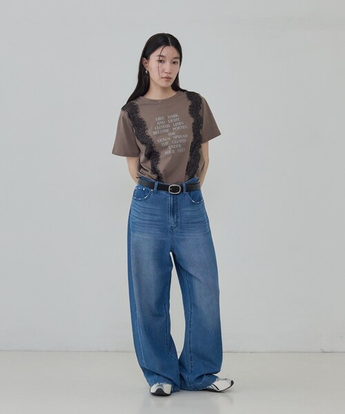 GALLEST(ギャレスト)の「レースステッチドTシャツ(Tシャツ/カットソー・レディース・ブラック/ベージュ/ホワイト・38)」の15枚目の写真