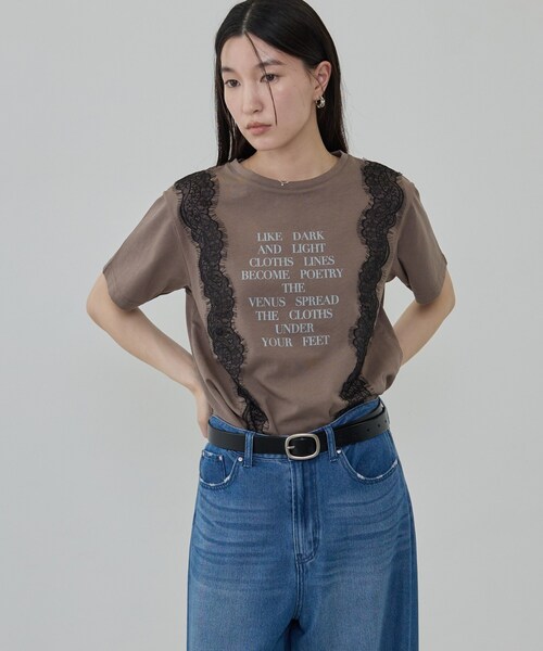 GALLEST(ギャレスト)の「レースステッチドTシャツ(Tシャツ/カットソー・レディース・ブラック/ベージュ/ホワイト・38)」の16枚目の写真