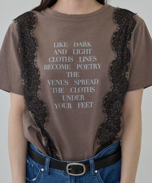GALLEST(ギャレスト)の「レースステッチドTシャツ(Tシャツ/カットソー・レディース・ブラック/ベージュ/ホワイト・38)」の6枚目の写真