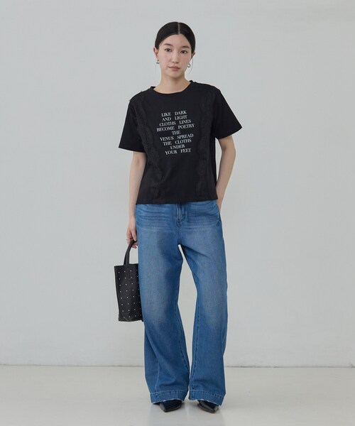 GALLEST(ギャレスト)の「レースステッチドTシャツ(Tシャツ/カットソー・レディース・ブラック/ベージュ/ホワイト・38)」の8枚目の写真