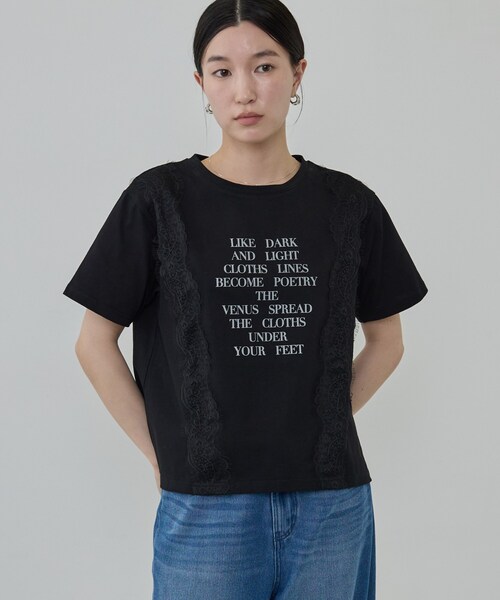 GALLEST(ギャレスト)の「レースステッチドTシャツ(Tシャツ/カットソー・レディース・ブラック/ベージュ/ホワイト・38)」の10枚目の写真