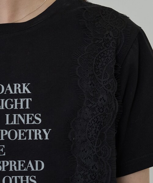 GALLEST(ギャレスト)の「レースステッチドTシャツ(Tシャツ/カットソー・レディース・ブラック/ベージュ/ホワイト・38)」の4枚目の写真