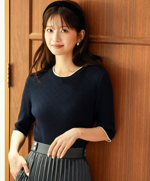 ANY SIS(エニィスィス)の「ダイヤリブ プルオーバー(ニット/セーター・レディース・ピンク系/ネイビー系/黄土色系/ローズ系/ライトグレー系/イエロー系・X-SMALL)」の3枚目の写真