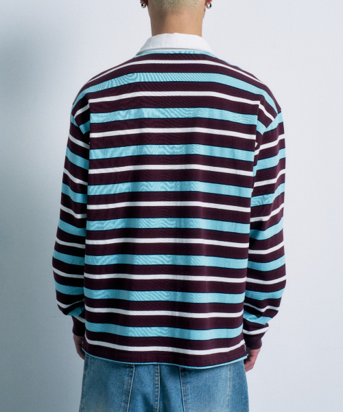 FERNOV(ペルノブ)の「ストライプラグビーTシャツブラウン(スウェット・レディース・その他・1/2/3)」の4枚目の写真