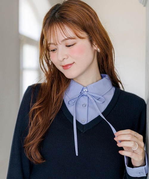 alotta(アロッタ)の「【Corie】シャツドッキングプリーツミニ丈ニットワンピース(ワンピース・レディース・ネイビー/ブラック・M/L)」の18枚目の写真