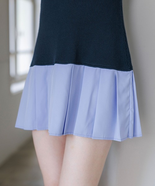 alotta(アロッタ)の「【Corie】シャツドッキングプリーツミニ丈ニットワンピース(ワンピース・レディース・ネイビー/ブラック・M/L)」の21枚目の写真