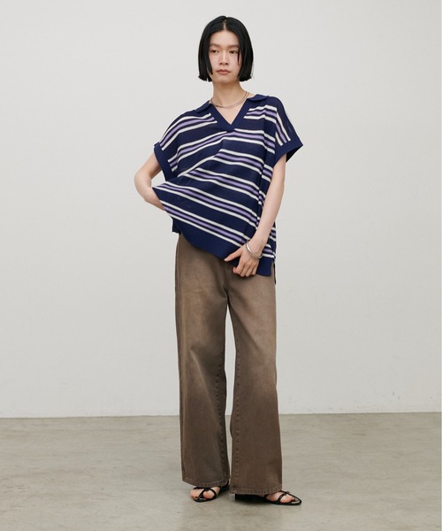 LARUTA(ラルータ)の「【LARUTA】シアーボーダースキッパーニット(ニット/セーター・レディース・ブラウン/ネイビー/グレー・MEDIUM)」の21枚目の写真